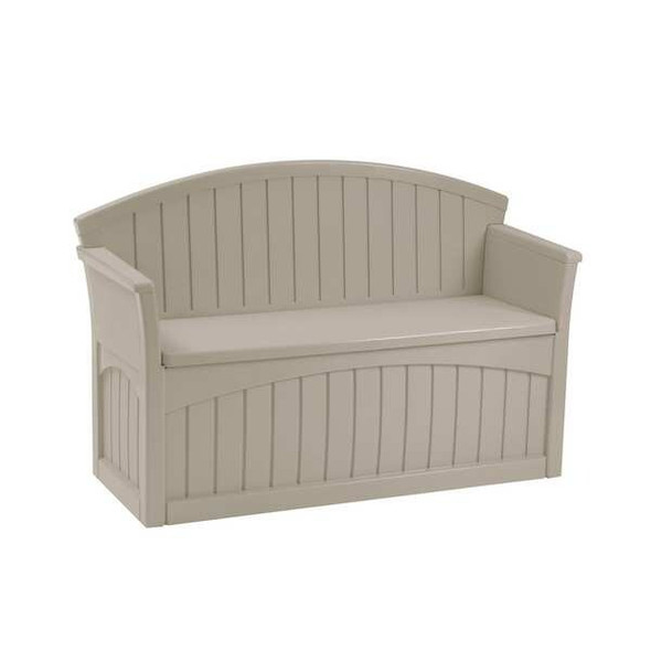 Suncast 50 gal Resin Patio Storage Bench, Light Taupe PB6700