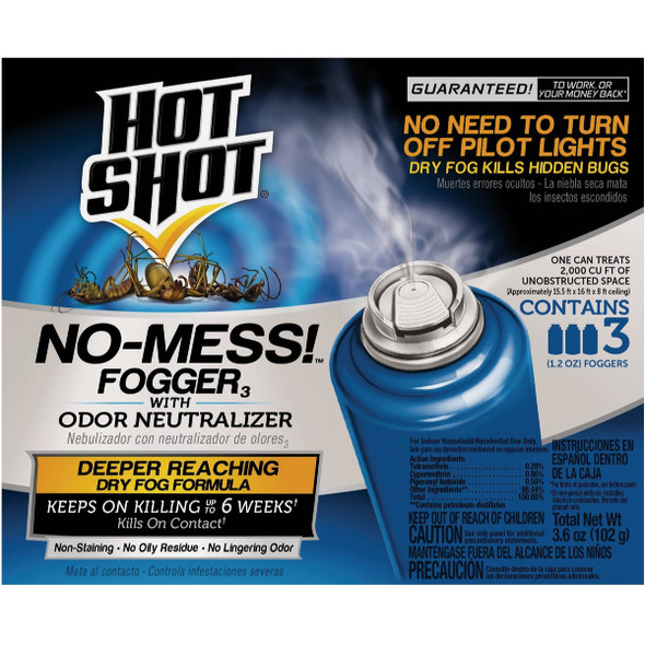 Hot Shot No-Mess 1.2 Oz. Odor Neutralizer Indoor Insect Fogger (3-Pack) HG-20177