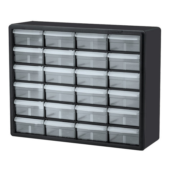 Akro-Mils® Plastic Storage Cabinet, 24 Drawer (Large), Black, 1/Each