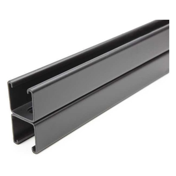Back to Back Strut, Slotted, Steel, Painted, 9/16 in x 1-1/8 in Hole Size, Black