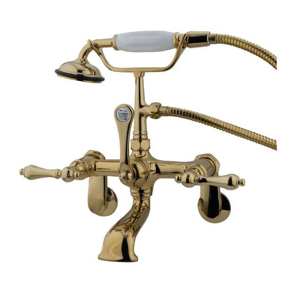 Wall-Mount Clawfoot Tub Faucet, Polished Brass, Tub Wall Mount
