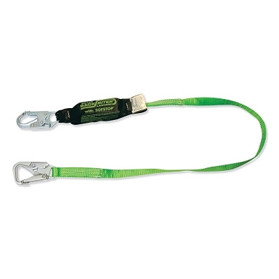 BackBiter Tie-Back Lanyard, 6 ft, Locking Snap Hooks, 310 lb Cap., 1 Leg