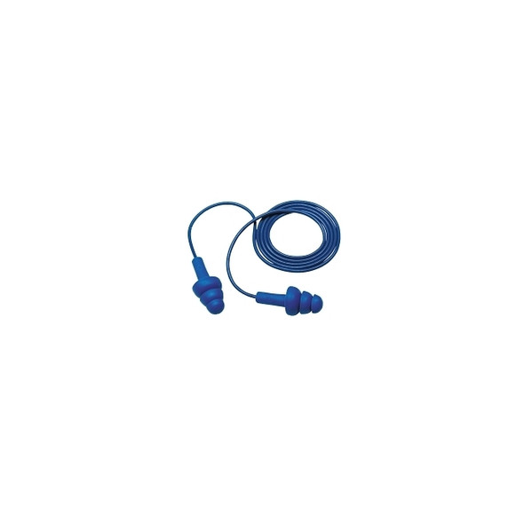 E-A-R™ Ultrafit™ Earplugs, Elastomeric Polymer, Blue, Corded, Poly Bag, Metal Detectable Pack of 200