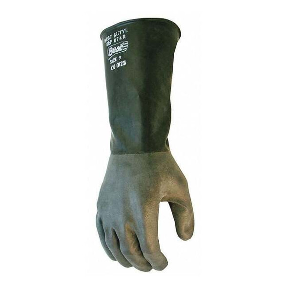 874R Chemical Resistant Gloves, Butyl, 14 in L, 14 mil, Black, 9, 1 PR