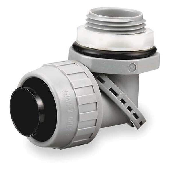 Conduit Fitting Connector, 1 in, Threaded, Nylon, Gray