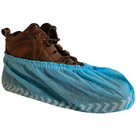 Disposable Shoe Covers, Polypropylene, Blue, Slip Resistant Sole: Yes ,XL