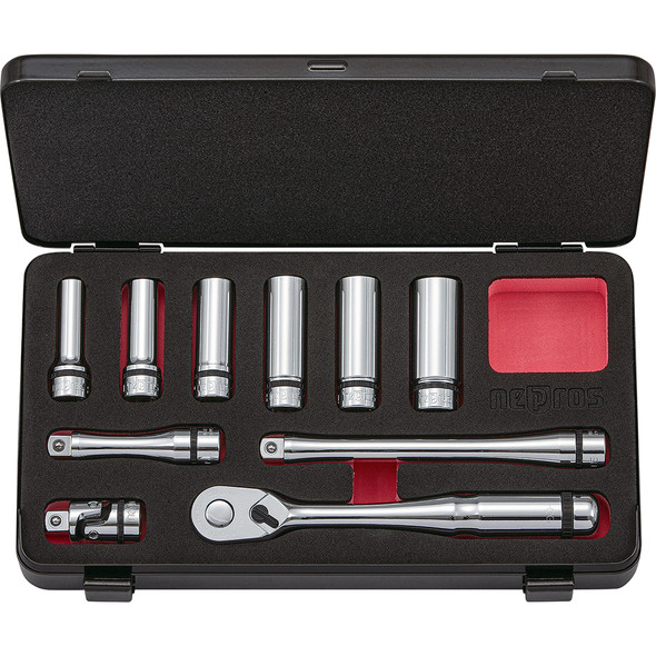 Socket Set 3/8" Drive Deep  Case 10 pc NTB3L10CZ