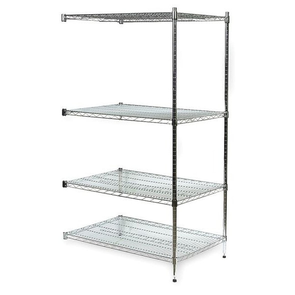 Manufacturer Varies Wire Shelving, 24"D x 72"W x 63"H, 4 Shelves, Chrome 2HGK3