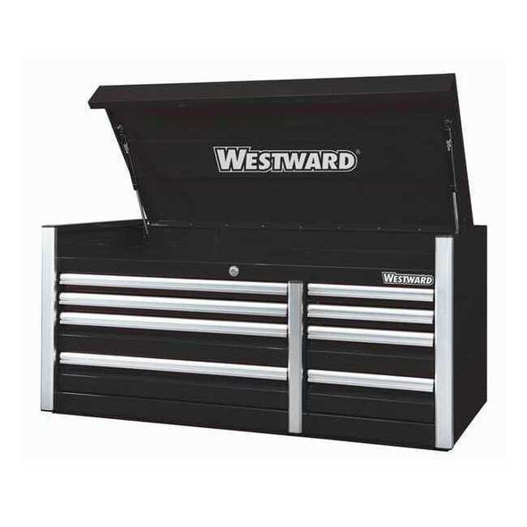WESTWARD Top Chest, 8 Drawer, Black, Steel, 54 in W x 26 in D x 25 in H