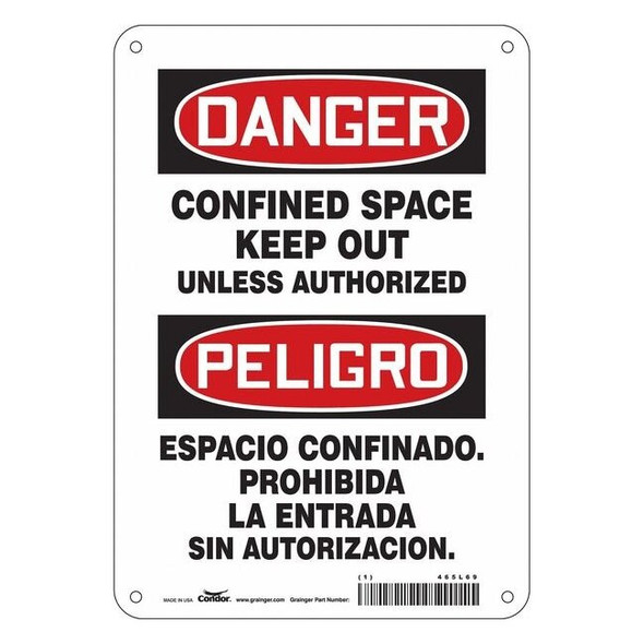 Condor Safety Sign,10" H,7" W,Plastic, 465L69 465L69