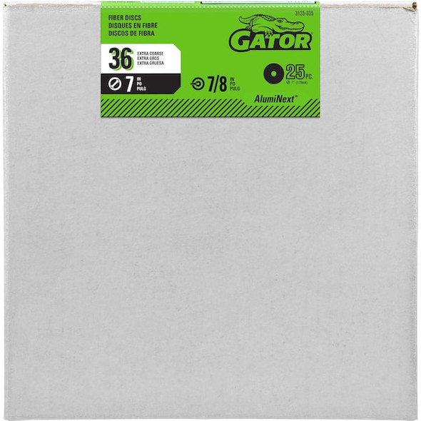 Gator Finishing Fiber Disc,36 Grit,8000 Max. RPM,PK25 3135035
