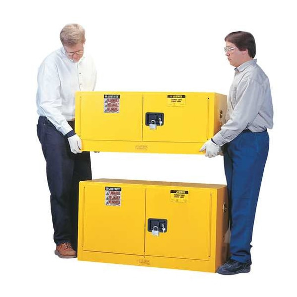 Hazardous Material Storage Cabinet, 55 gal, 1 Shelves, Steel, 34 in W x 65 in H x 34 in D, Yellow