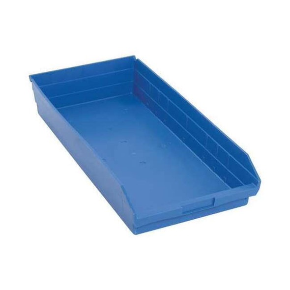 Shelf Storage Bin, Polypropylene, Blue, 4 in H, 11 1/8 in W, 23 5/8 in L