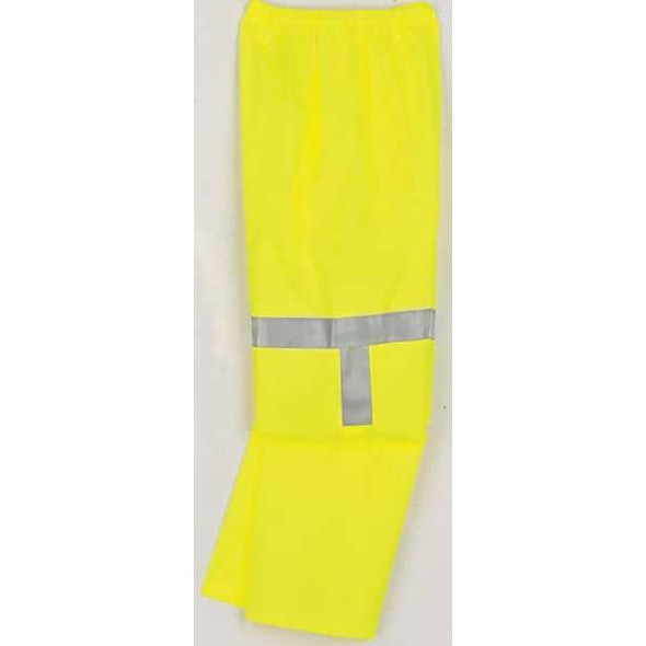 Hi-Visibility Rain Pants, Polyurethane, 31 in Inseam, Elastic Closure, Green, Size L