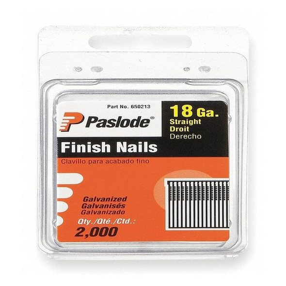 Collated Brad Nail, 1 in L, 18 ga, Galvanized, T-Head Head, 0  Degrees, 2000 PK