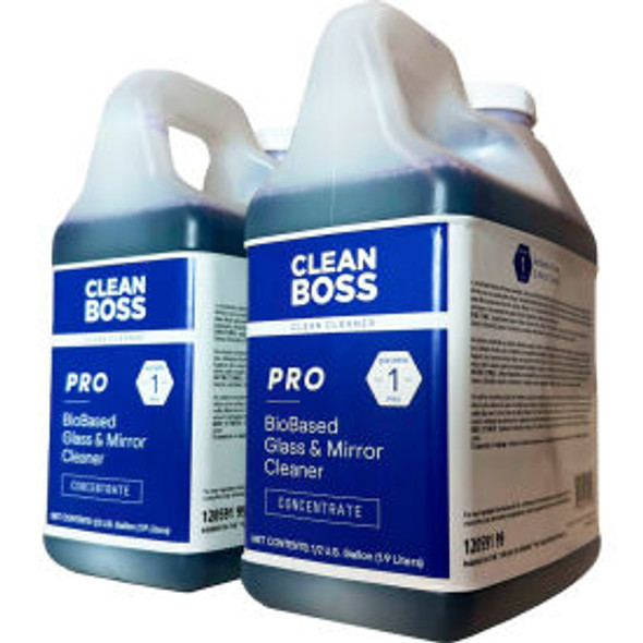CleanBoss Pro BioBased Glass & Mirror Cleaner Concentrate 1/2 Gallon Bottle 4/Ca