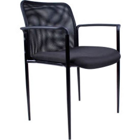 Boss Reception Guest Chair with Arms - Mesh- Black
