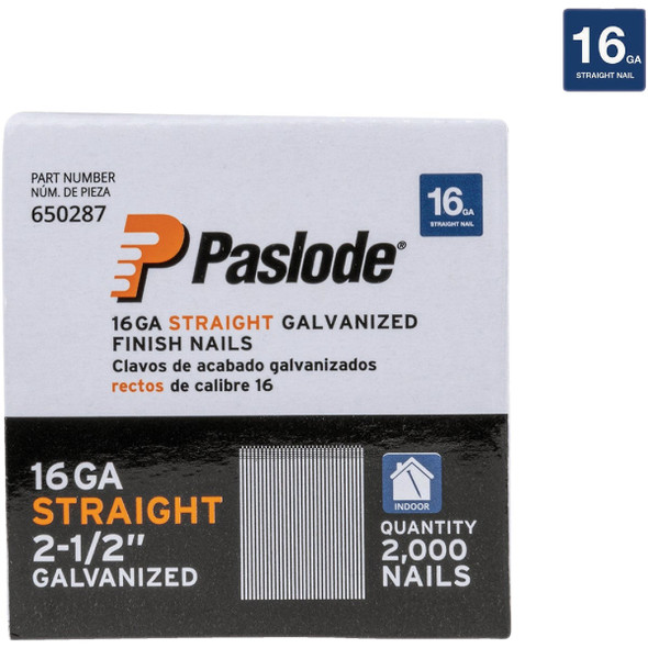 Paslode 2-1/2 In. 16 ga Galvanized Straight Finish Nails (2000 Ct.) 650566