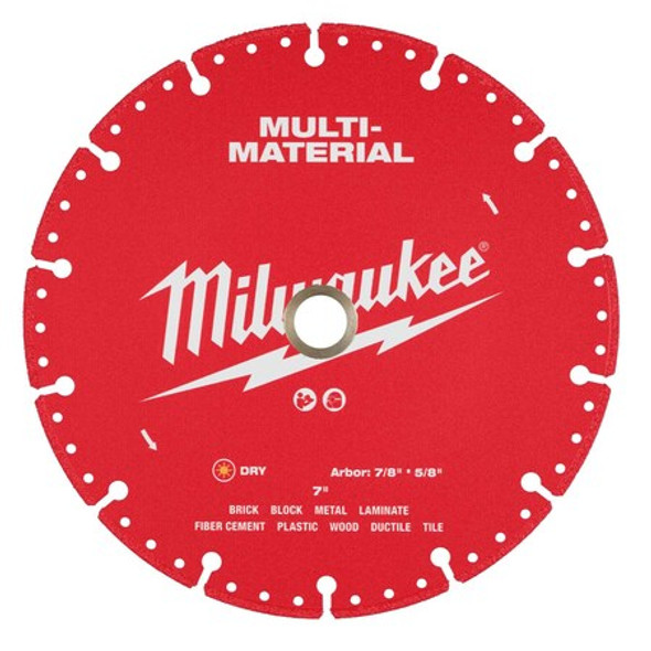 Milwaukee Tool DiamondSawBlade,Diam:7",Arbor:5/8",7/8" 49-93-9607