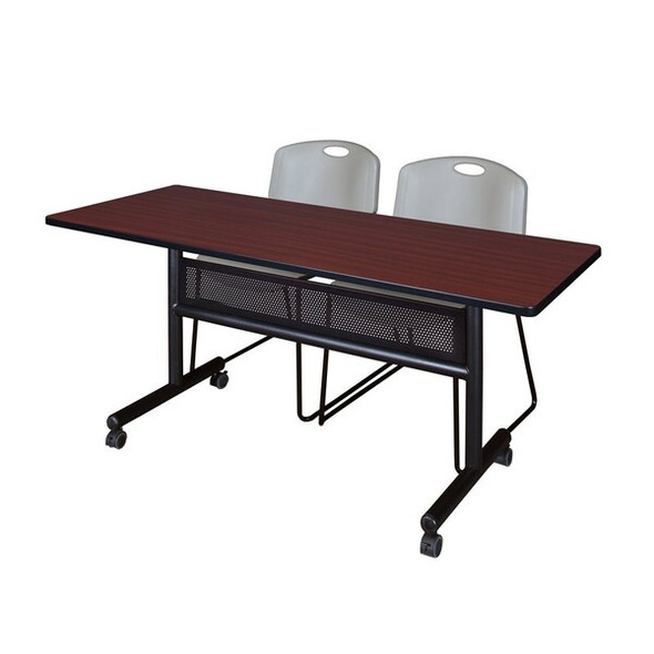 Rectangle FlipTop Table, 60" W, 29" H, Laminate Top, Mahogany
