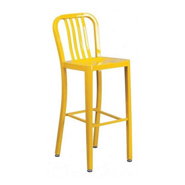 Flash Furniture 30" High Yellow Metal Barstool with Slat Back CH-61200-30-YL-GG