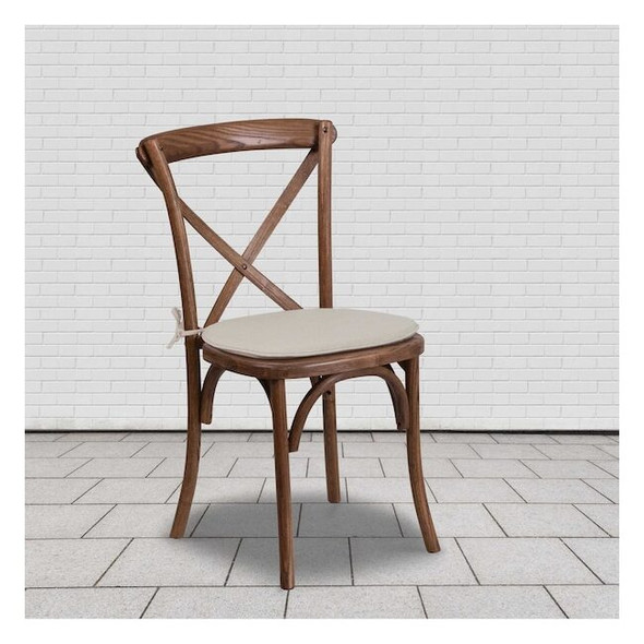 HERCULES Series Pecan Cross Back Chair with Cushion,PK2