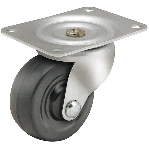 2" X 13/16" Non-Marking Rubber Soft Swivel Caster, No Brake, Loads Up To 90 lb