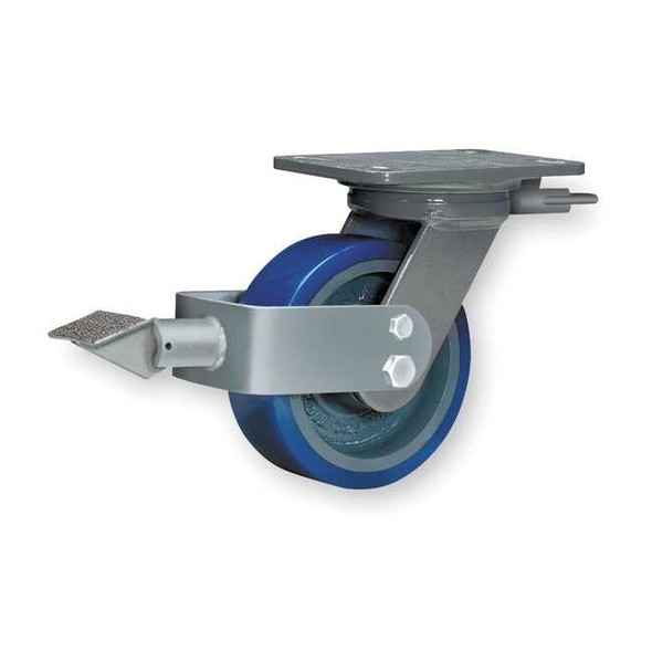 Hamilton Plate Caster,Swivel,Poly,8 in,1200 lb,Blu,B S-WH-8SPB-4SL-IB