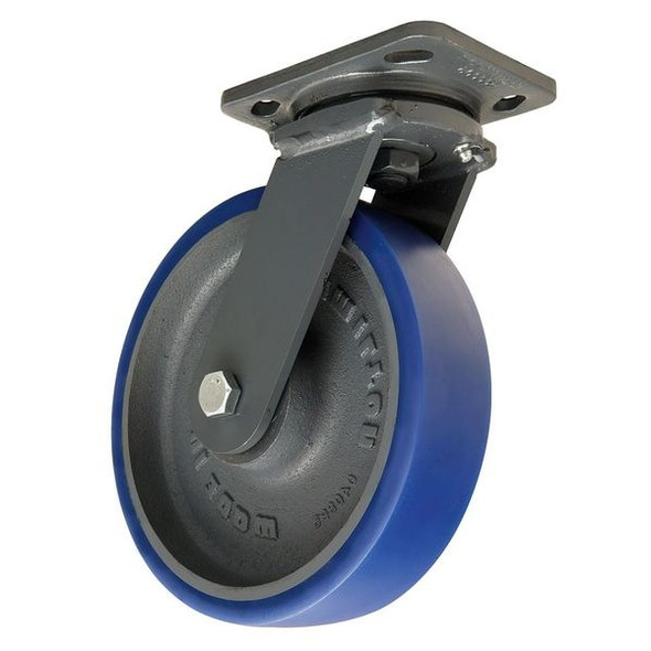 Hamilton Plate Caster,Swivel,Poly,8 in,1200 lb,Blu,B S-WH-8SPB-4SL-IB