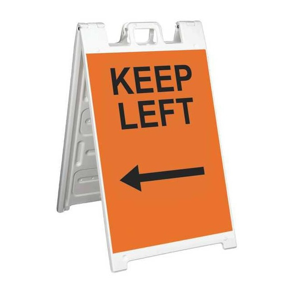 Barricade Sign, Plastic, Engineer, 45 in Height, 3 in Length, 18 lb, White