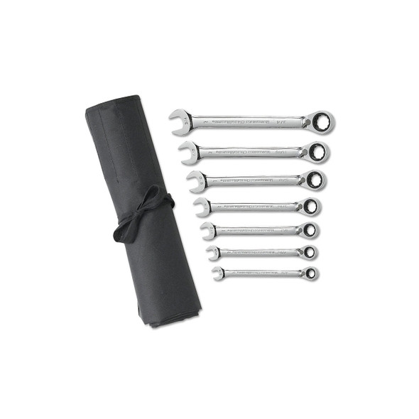 7 Pc. Reversible Combination Ratcheting Wrench Sets, Inch