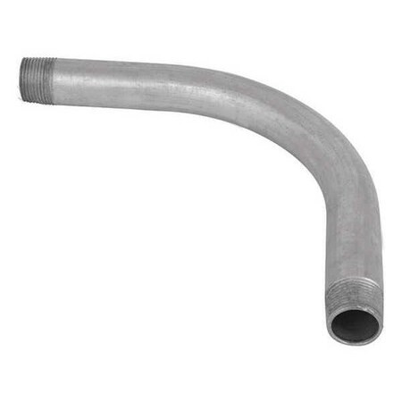 Conduit Fitting 90 Deg Elbow, 1-1/4 in, Threaded, Steel, Galvanized, Silver