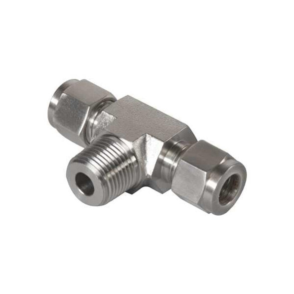 Brennan Industries Tee, SS, Comp 1-2", Comp 1-2", MNPT 1-2" N2601-08-08-08-SS