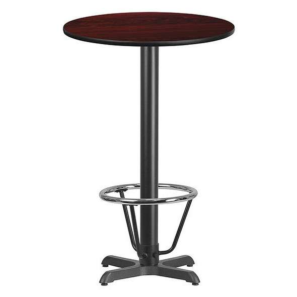 Round Laminate Table, 24" W, 24" L, 43.125" H, Laminate, Wood Grain