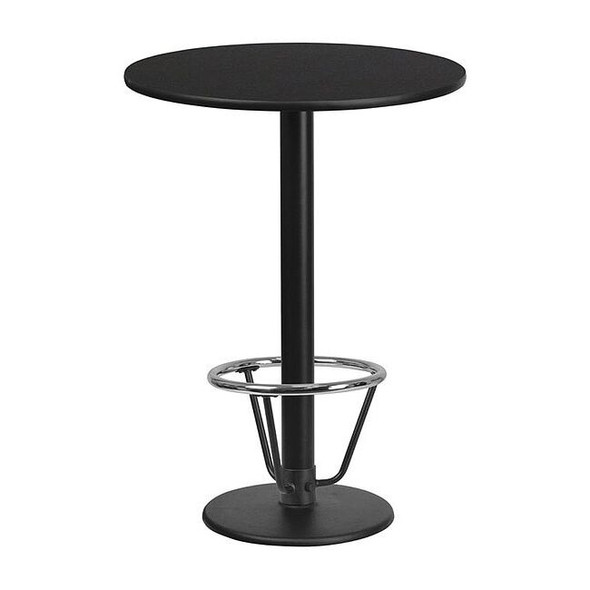 Round Table-RD Base,Laminate Blk,24", Laminate, Wood Grain