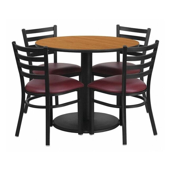 Round Natural Laminate Table, 36" W, 36" L, 30" H, Laminate Top, Wood Grain