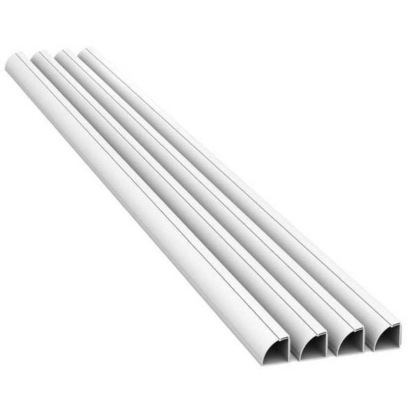 Hinge and Click Lock, Quarter Round Series, 4 Channel, 7/8 in W, 7/8 in H, 60 in L, White