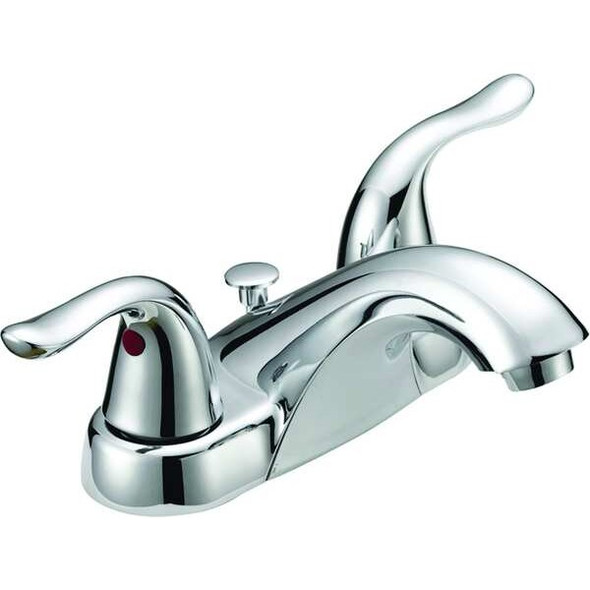 Manual Low Arc Bathroom Faucet, 4" Mount, Chrome 2 Hole, Spout 4-3/16" L