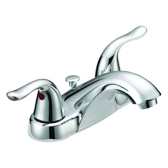 Manual Low Arc Bathroom Faucet, 4" Mount, Chrome 2 Hole, Spout 4-3/16" L