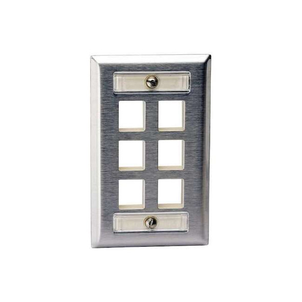 Hubbell Premise Wiring Plate,6 Ports,Gray SSFL16