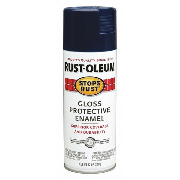 Rust-Oleum Spray Paint, Navy, Gloss, Solvent, 12 oz. 7723830