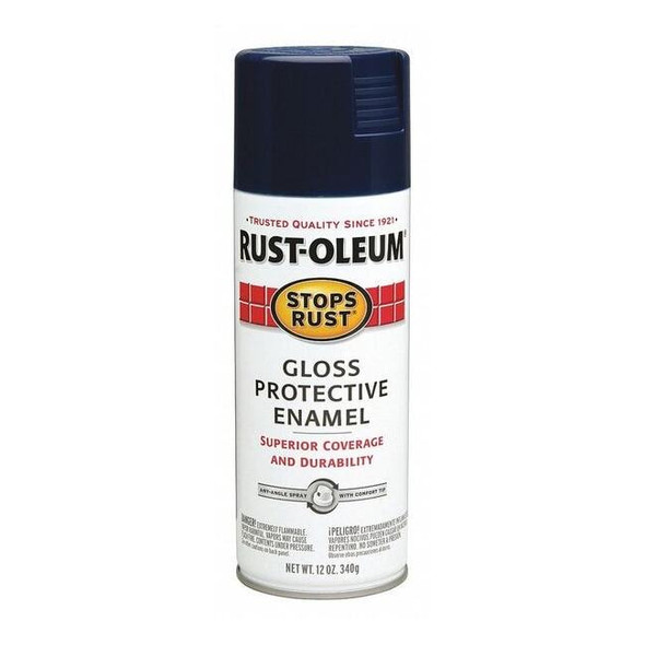 Rust-Oleum Spray Paint, Navy, Gloss, Solvent, 12 oz. 7723830