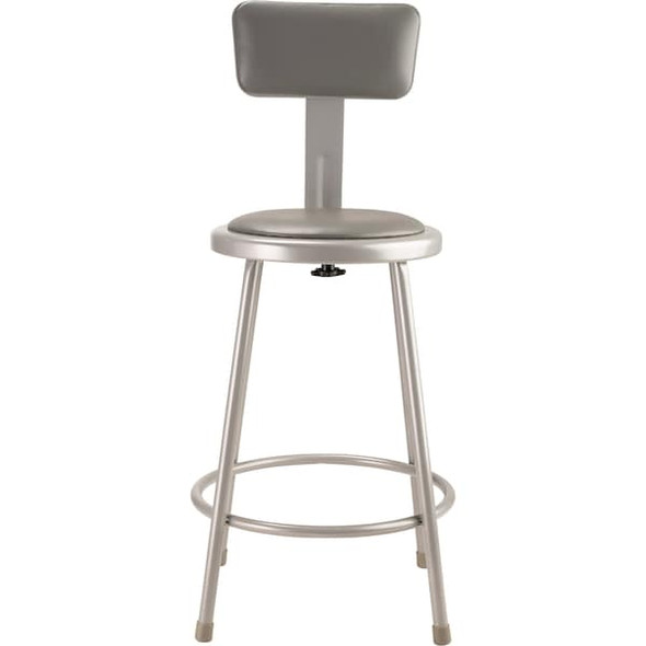 National Public Seating Round Stool with Backrest, Height 24"Gray 6424B