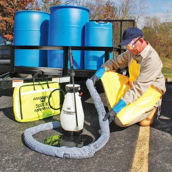 Pig Spill Kit, 5 gal Volume Absorbed per Kit, Not Applicable Capacity, Bag, Yellow, 23 KIT621