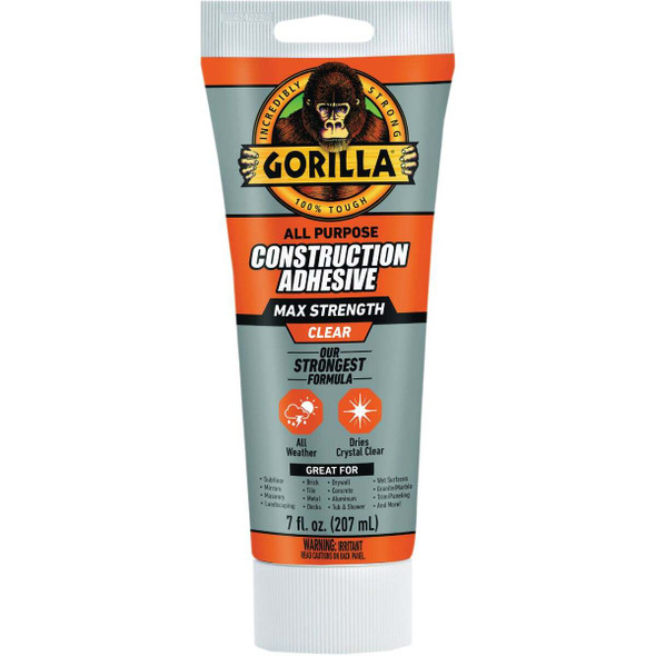 Gorilla 7 Oz. Max Strength Clear Construction Adhesive 115106