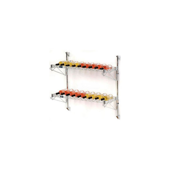 Wine Bottle Rack - Single Wide 2 Shelf Wall Mount 26 Bottle - 48""W x 14""D x 34
