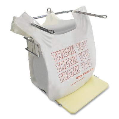 T-Shirt Bag, 11.5 in W x 6.5 in W x 21 in H, White with Thank You Text