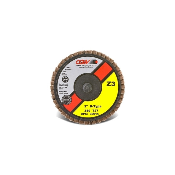 Flap Disc, Mini, Zirconia, Quick Change, Type R, 2 in dia, 40 Grit, 24,000 rpm Pack of 10
