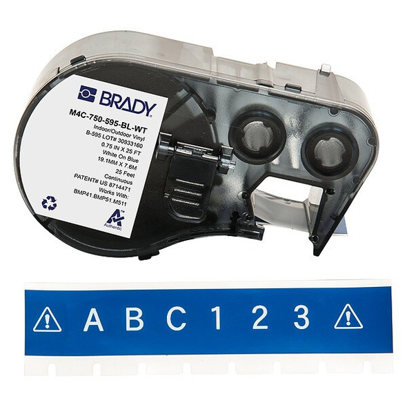 Brady Continuous Label Cartridge,Blue,Gloss M4C-750-595-BL-WT Brady Continuous Label Cartridge,Blue,Gloss M4C-750-595-BL-WT