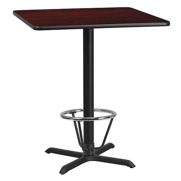 Square Laminate Table, 36" W, 36" L, 43.125" H, Laminate, Wood Grain